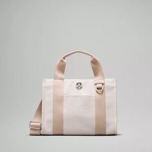 Lululemon Two Tone Canvas Tote Mini Bag ~ 4.5L ~ Mojave Tan/Light Ivory